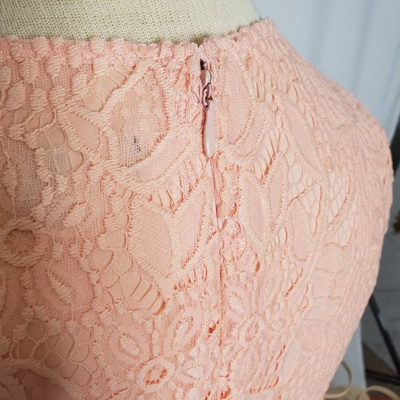 Peach Pink Sharagano Lace Midi Dress - Sz 6 (NWT) - Picture 3 of 15